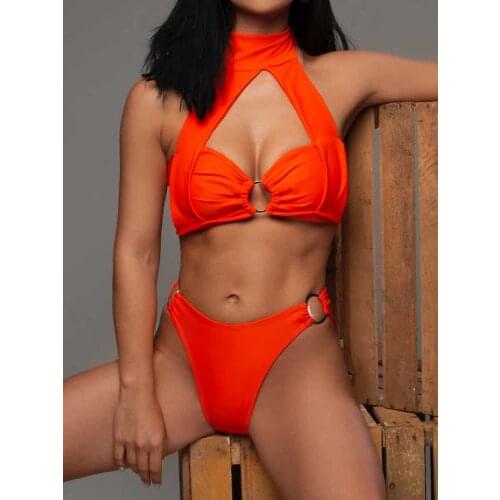 High Waist Bikini Set High Neck Halter Push Up Swimsuit Women 2 Pieces Swimwear Sexy Brazilian Bikinis Bathing Suit Summer Beach