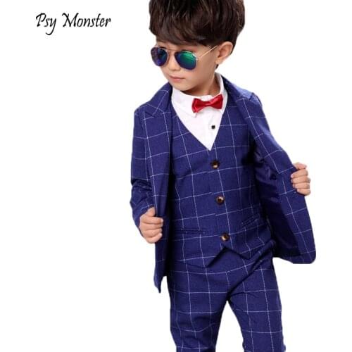 Brand Children Suit Baby Boys School Suits Kids Blazer Formal Dress Suit For Weddings Birthday Clothes Set Jackets Vest Pants
