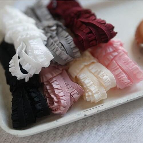 4 Meters/Lot 1cm 7 Colors Lace Elastic Crafts Sewing Ribbon Stretch Ruffle Lace Trimming DIY Underwear Lingerie Accessories