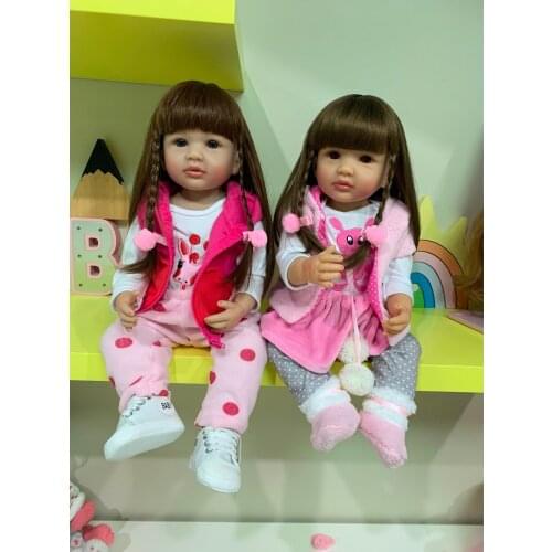 Original NPK 55CM anthentic full body silicone reborn toddler princess girl doll lifelike real soft touch bath toy waterprrof