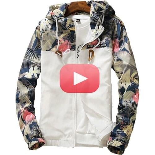 Mens Flower Bomber Jackets Flower Print Coat Teens Hip Hop Slim Fit Pilot Male Hooded Coats Autumn Spring