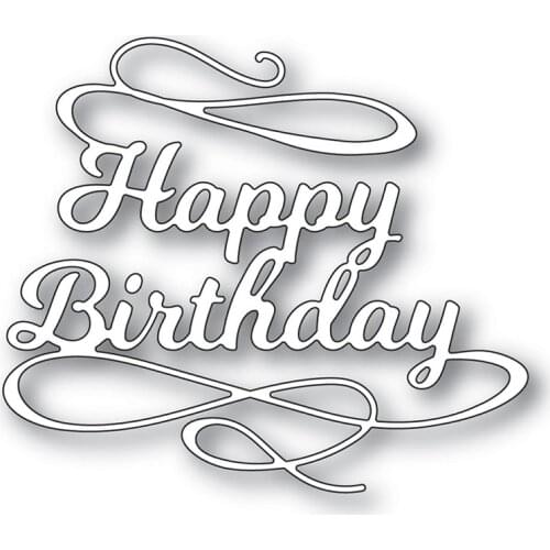Metal cutting dies Happy Birthday Flourish for Scrapbook paper craft knife mould blade punch stencils dies