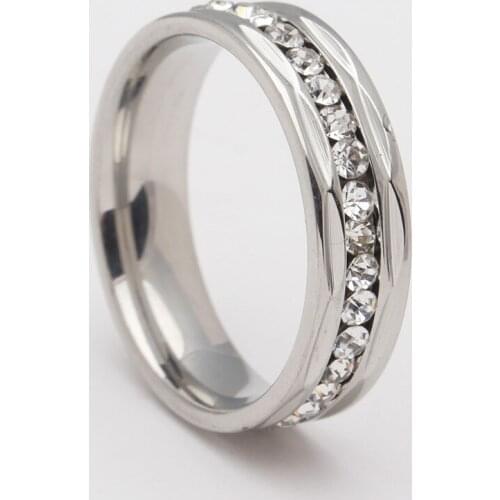 Fashion stainless steel white zircon silver color engagement rings for women free shippping