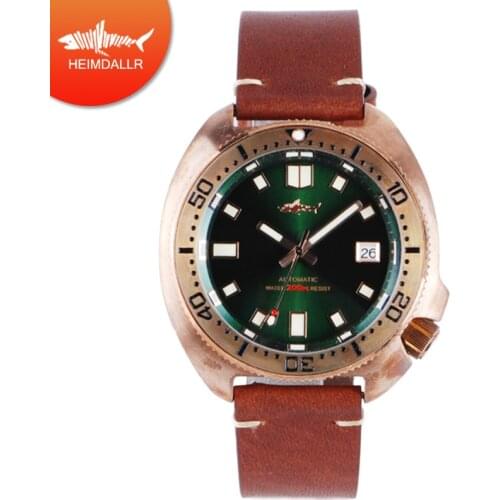 HEIMDALLR Bronze Turtle Men Diving Mechanical Wristwatch 200m Waterproof C3 Luminous Sport Relogio Mens Automatic Watches