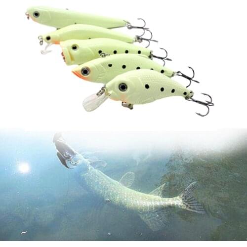 Night Glow Fishing Lure Luminous Fake Hard Bait Tackle Tool with Treble Hook