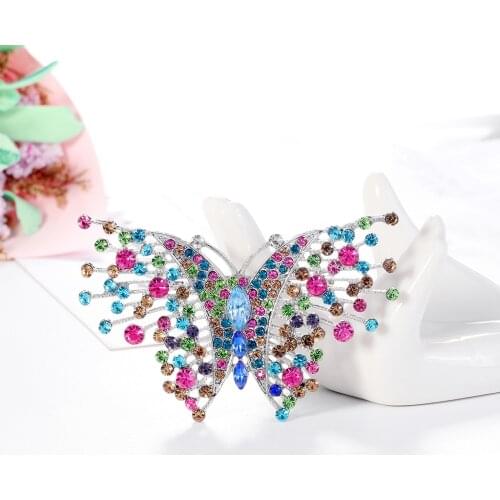 2021 New Multicolor Rhinestone Beautiful Butterfly Brooches for Women Enamel Brooch Pins Jewelry Accessories