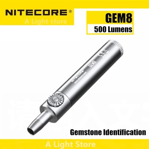 Original Nitecore GEM8 GEM10UV Jeweler Light 500LM CREE XPLHI V3 LED Flashlight Jade Identification Torch