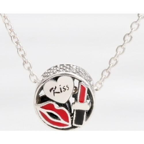 Bewill Authentic 925 Silver Lipstick beads Fit Original charms Bracelet Necklace Pendant