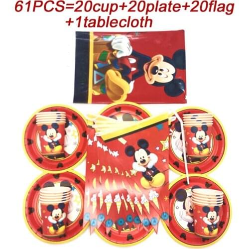 Mickey Mouse Party Theme Birthday Party Supplies Plates Cup Tablecloth Baby Mickey Mouse 1st Birthday Decorations Banner Flags