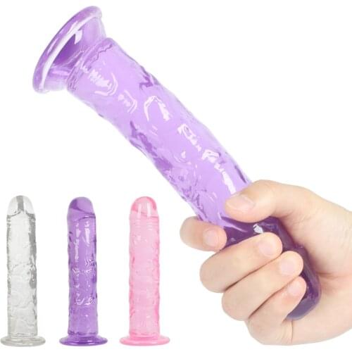 Translucent Dildo Erotic Soft Jelly Anal Butt Plug Realistic Dick Strong Suction Cup G-Spot Orgasm Big Penis Sex Toys for Woman