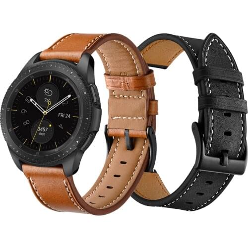 Black Brown Leather Watchband for Samsung Galaxy Watch 46mm 42mm Wrist strap For Samsung Gear S3 Classic Frontier Band Bracelet