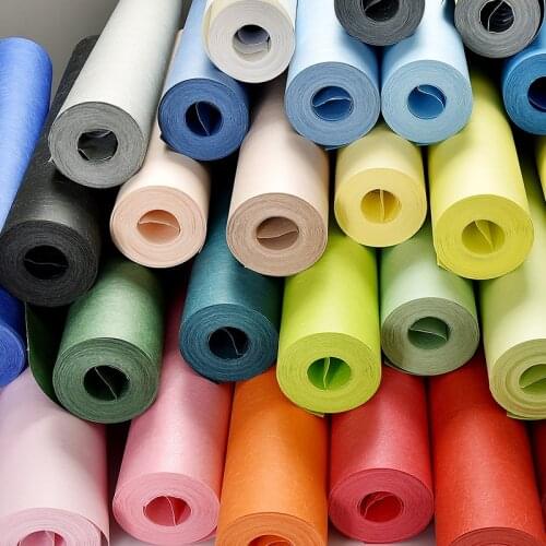 Nordic Modern Solid Red Blue Yellow Gray Plain Colored Silk Wallpaper Fashion Green Orange American Retro Bedroom Wallpaper