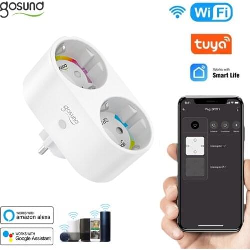 Gosund 16A 2 In 1 Smart Outlet WiFi Dual Plug EU Socket Smart Life/TUYA APP Remote Control Work With Alexa Google Assistance