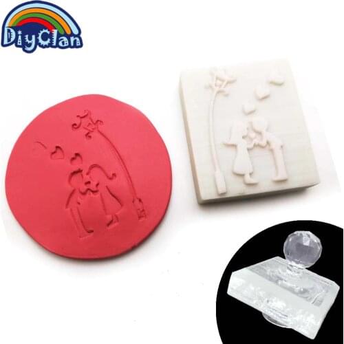Lovers In Love Soap Seal Acrylic Crystal Transparent Handmade Valentines Day Soap Stamp Z0119QL