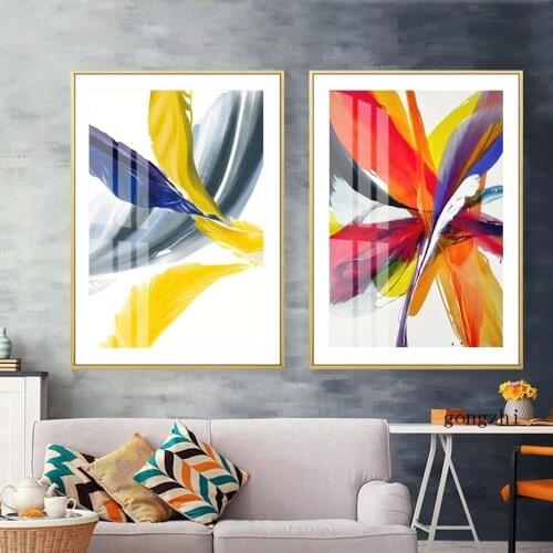 Bright Colorful Feathers Nordic Posters Creative Canvas Painting and Prints Modern Wall Art Pictures Living Room Home Decoration