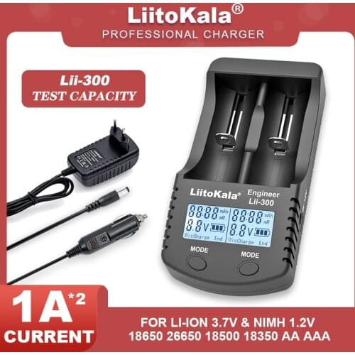 Liitokala Lii-300 LCD 18650 Battery Charger 3.7V 1.2V 26650 18350 14500 18500 16340 AA AAA Measurable Capacity