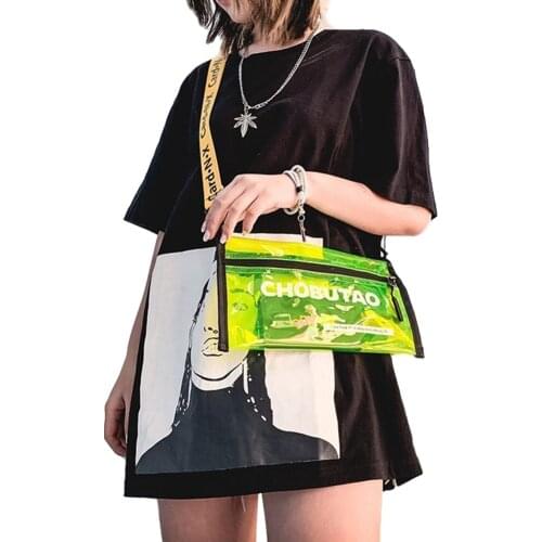 Womens Transparent Crossbody Purse, Fashion Letter Print Candy Color Clear Handbag Jelly Bag，Female Casual Large Bag