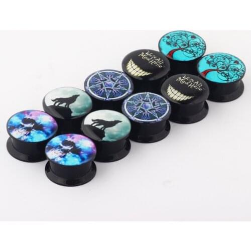 1 Set Acrylic Screw Single Flared Ear Flesh Hollow Tunnel Plug 00g Ear Gauges Expander Stretcher Piercing Jewelry Earrings