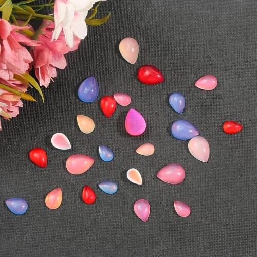 10pcs/lot 4 colors Resin Water Drop Shape Beads Cats Eye Ring Bead Handmade DIY Loose Bead For Jewelry Making Findings