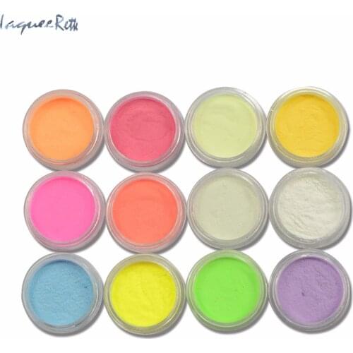 12colors Luminous Pigment Fluorescent Powder Dust Neon Phosphor Nail Glitter Powder Glow in the Dark