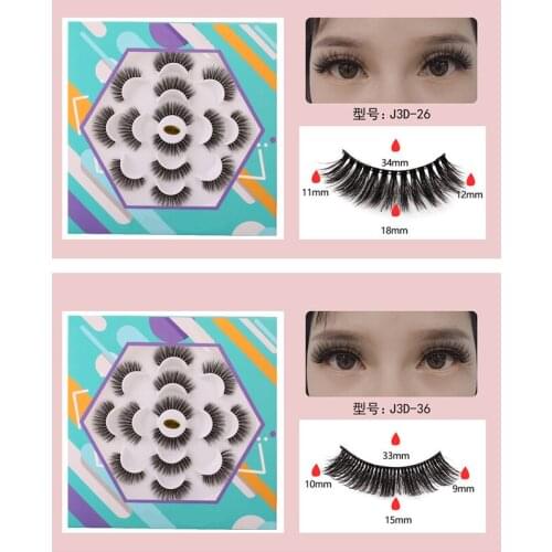 3D Long False Eyelashes Makeup 7 pairs of lotus eyelashes Natural Fake Thick Black Eye Lashes natural faux mink lashes