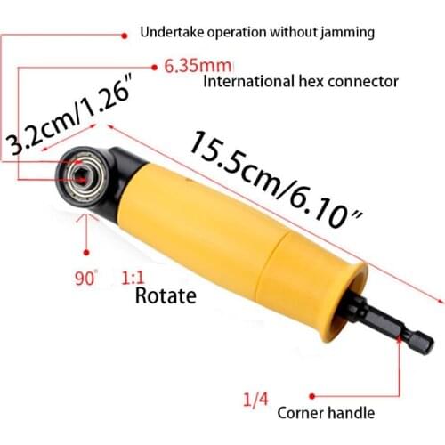 90 Degree Right Angle Drill Chuck Universal Bit Driver Corner Electric Power Cordless Adapter Screwdriver