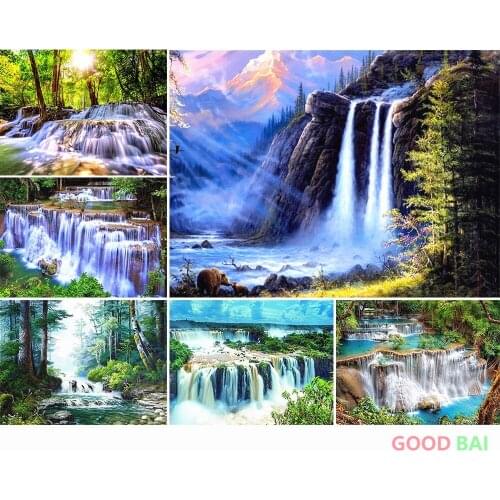 Diamond Painting Landscape Waterfall Pictures of Rhinestones Diamond Embroidery Mosaic Cross Stitch Kits 5D DIY Home Decor
