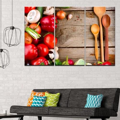 Free shipping 3 Panel Canvas Painting Print Fruit and vegetables Picture Wall Art Poster for Living Room Home Decoration Artwork