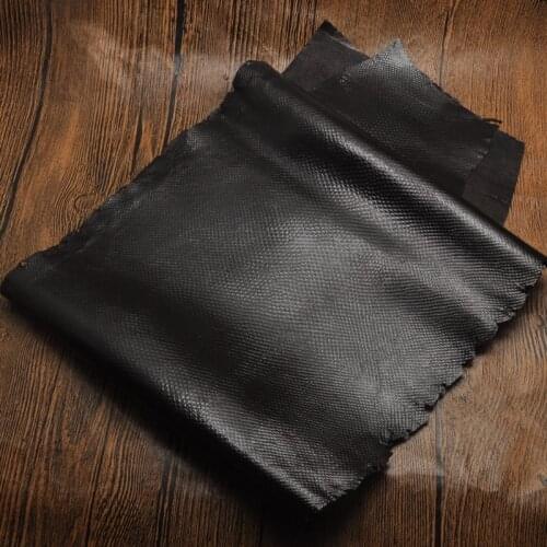 Large size black oil wax grain genuine sand snake skin nature leather whole piece craft material for wallet handbag diy