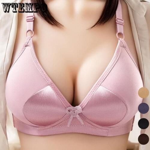 Plus Size Underwear Push Up Bra for Women Thin Wireless Seamless Bras Pink Sexy Gathered Bralette Lingerie Large Breast 38-44 C