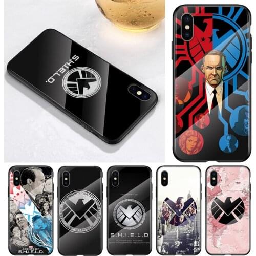 Marvel SHIELD For Apple iPhone 12 11 8 7 6 6S XS XR SE X 2020 Pro Max Mini Plus Tempered Glass Phone Case