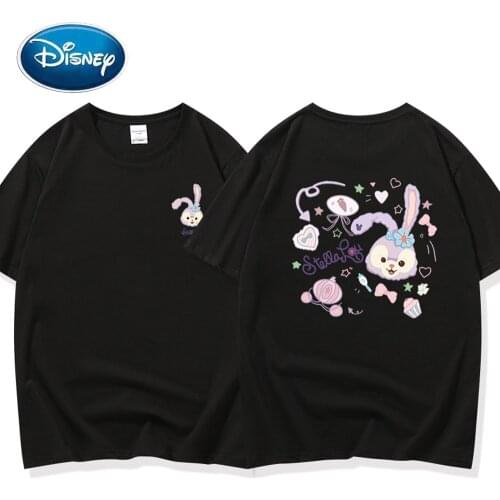 Disney Fashion Front Back StellaLou Rabbit Cartoon Print Couples Unisex Women T-Shirt Short Sleeve O-Neck Pullover Tops 7 Colors