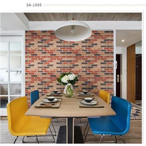 Home Decor 3D PVC Wood Grain Wall Stickers Paper Brick Stone wallpaper Rustic Effect Self-adhesive Home Decor Sticker Room