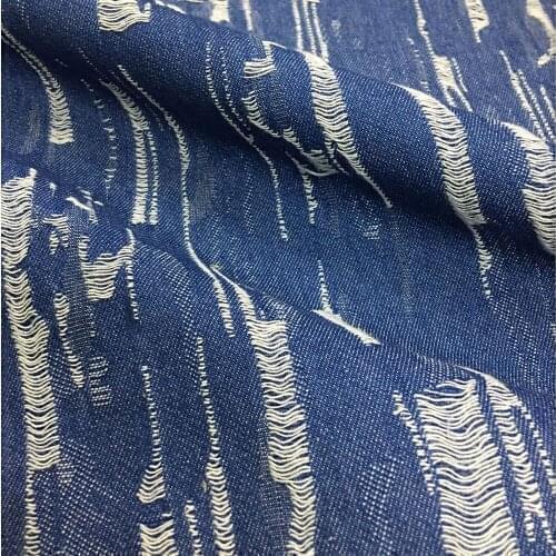 Elastic Jacquard Jeans Fabric With Broken Holes Soft Spring Summer Fashion Denim Textiles For DIY Crafts Coat Pants 100X153cm