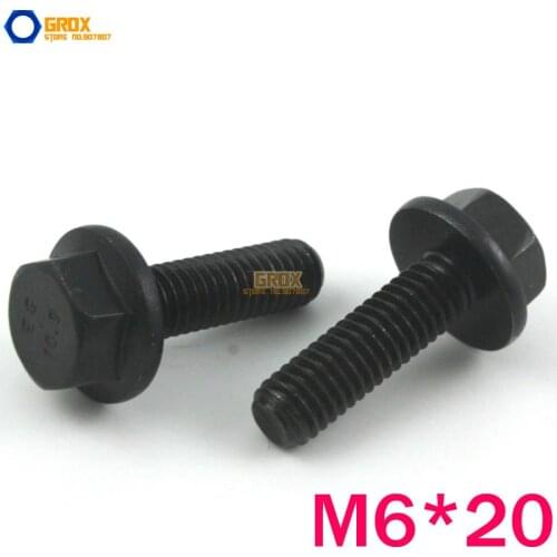 25 Pieces M6*20mm 10.9 Grade Alloy Steel Flange Hex Bolt Screw