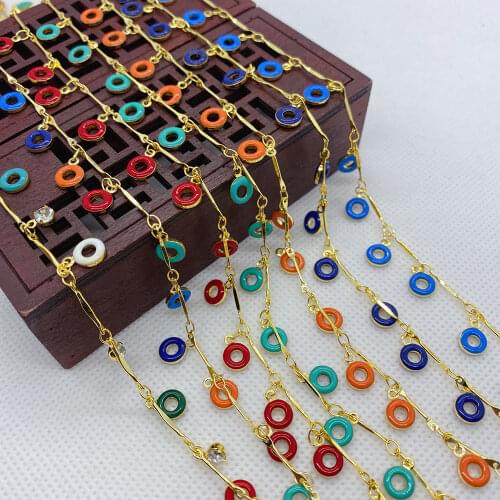 Exquisite Golden Dripping Oil Handmade Chain Donut Shape Copper Chain DIY Jewelry Making Necklace Bracelet Anklet Jewelry 1meter