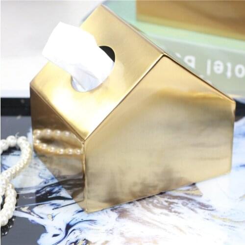 Brass Nordic tissue box living room coffee table house drawing carton holder gold creative home decoration ornaments