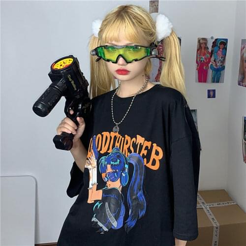 Korean Style T Shirt for Men Women Ulzzang Tshirt Tee Tops Harajuku Kawaii Clothes Summer Japanese Anime Cotton White T-shirt