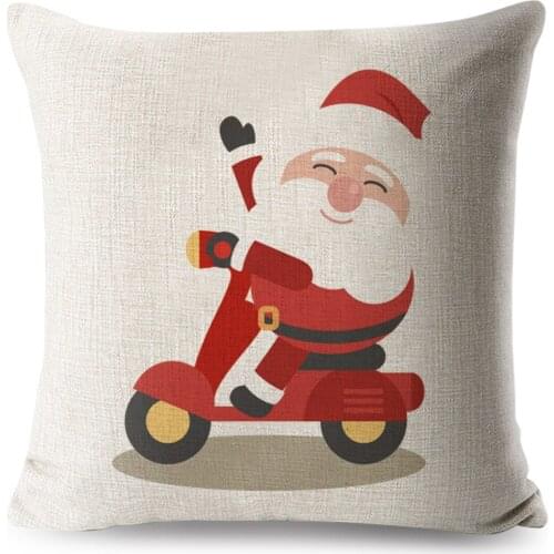 Cartoon Santa Claus Pillow Case Decor Merry Christmas Printed Cushion Cover for Sofa Home 100% Polyester Pillowcase 45x45cm