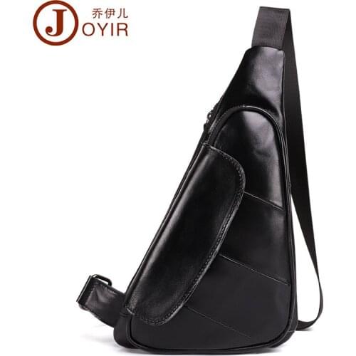 Joyir Men Genuine Leather Retro Chest Bag Business Casual Bolsas Masculina Travel Messenger Bag Cowhide Shoulder Sling Bag
