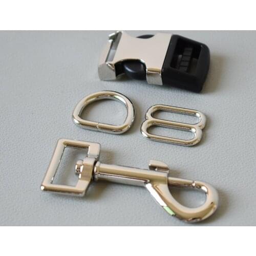 100 set 8 button 20mm 4 times Metal release buckles D rings sliders for dog collar adjustable buckles DIY sewing accessories