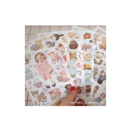 Frocat Cartoon 6 sheets/1 set paper doll mate diary planner Stickers/note sticker/message sticker/Decoration Label -PVC