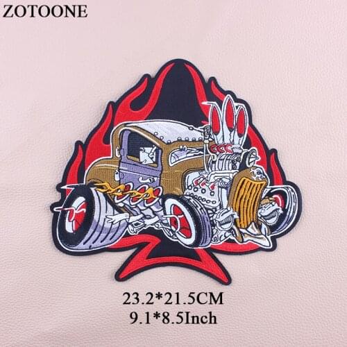 ZOTOONE New Fashion Big Iron On Tactical Bike Patches Embroidery Punk Rock Patch Jeans Motif Applique Stickers For Clothes 2018