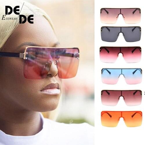 New Fashion Oversized Square Sunglasses Women Brand Designer Vintage Gradient Blue Pink Sunglasses For Women Men Eyewear UV400