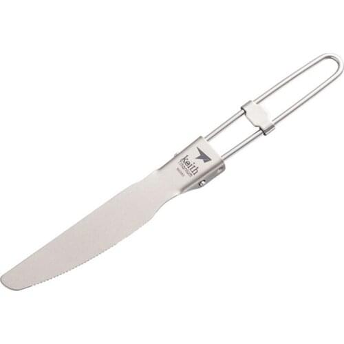 Keith Titanium Knife Camping Cutlery Knife Portable Folding Titanium Dinner Knives Lightweight Tableware 13.8g w/Bag Ti5304