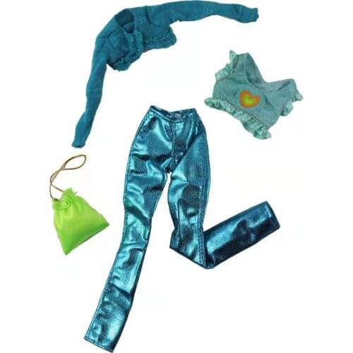 Charming Blue Coat Tank Flared Pants 11.5" Doll Outfits Set For Barbie Clothes Jacket Top Trousers 1/6 BJD Accessory Cosplay Toy