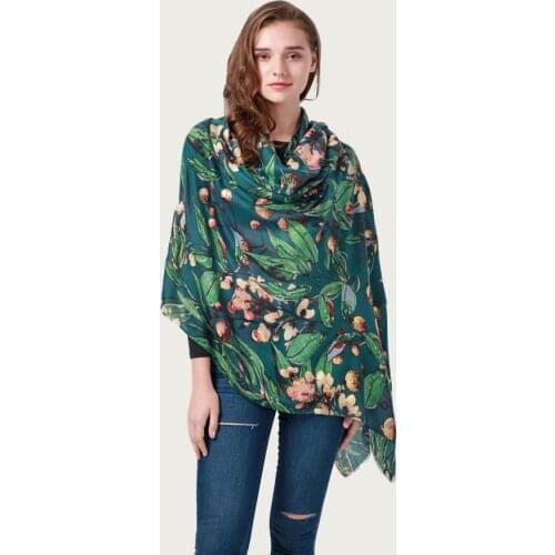 Autumn Bronzing Luxury Floral Scarf Wrap Women Print Pattern Soft Foulard Smooth Shawl Stole NEW