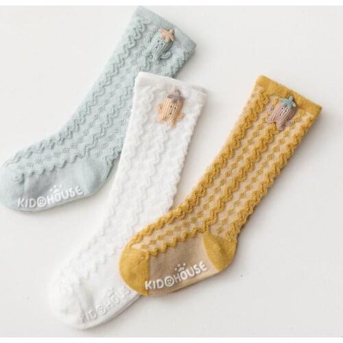 0-5 Years 3 Pairs/set Kawaii Baby Stockings Spring&Summer Thin Mesh Breathable Newborn Stockings Cotton Soft Socks For Boys&Girl