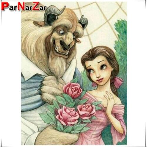 ParNarZar Diamond Painting Beauty and the Beast DIY Diamond Embroidery Animals Cross Stitch Decoration Full Square/Round Drill