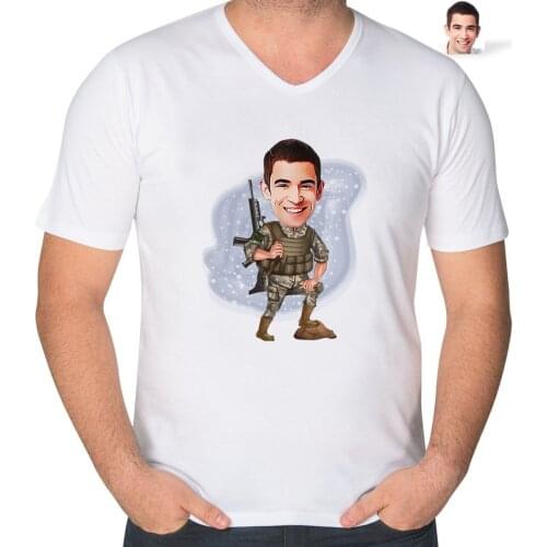 Personalised Expert Çavuş Caricature OF V Collar Tişört-1